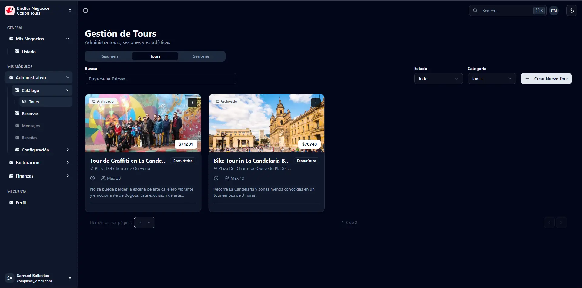 Gestión de Tours - Imagen 1